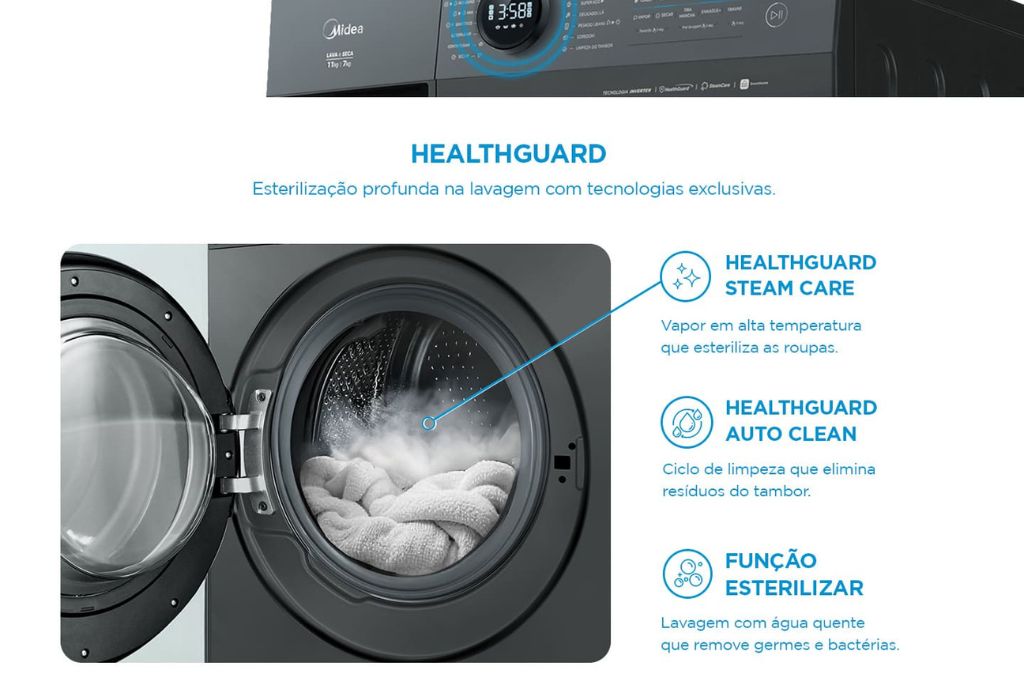 Lava e Seca Midea Titanium Slim 11kg Conectada